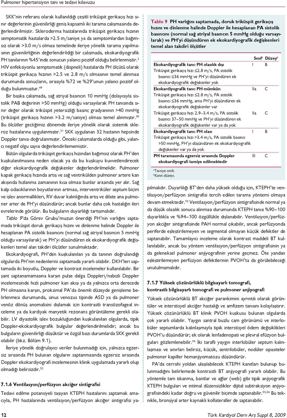 0 m/s olmsı temelinde ileriye yönelik trm ypılmsının güvenilirliğinin değerlendirildiği ir çlışmd, ekokrdiyogrfik PH tnılrının %45 inde sonucun ylncı pozitif olduğu elirlenmiştir.