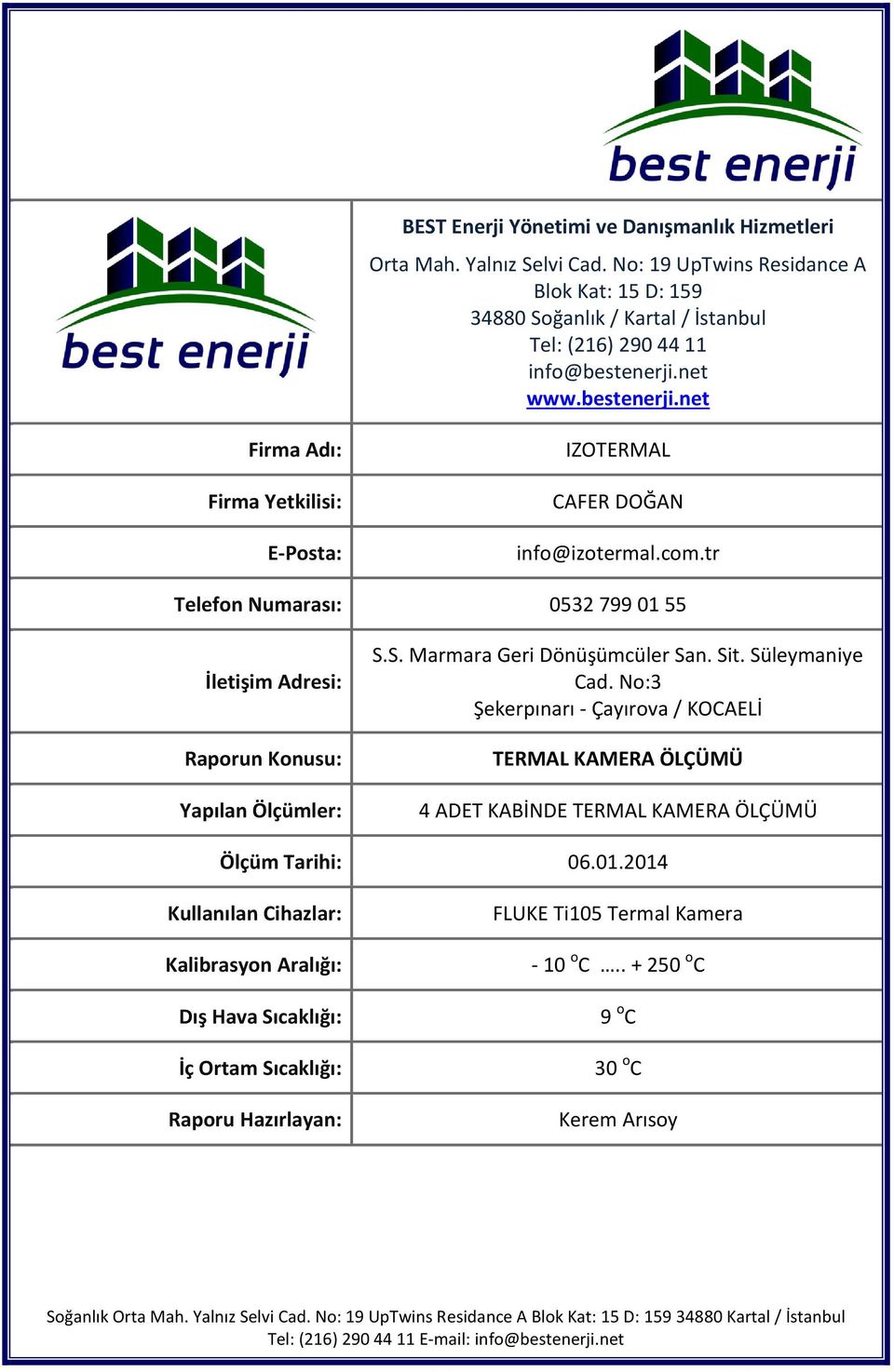net www.bestenerji.net Firma Adı: Firma Yetkilisi: E-Posta: IZOTERMAL CAFER DOĞAN info@izotermal.com.