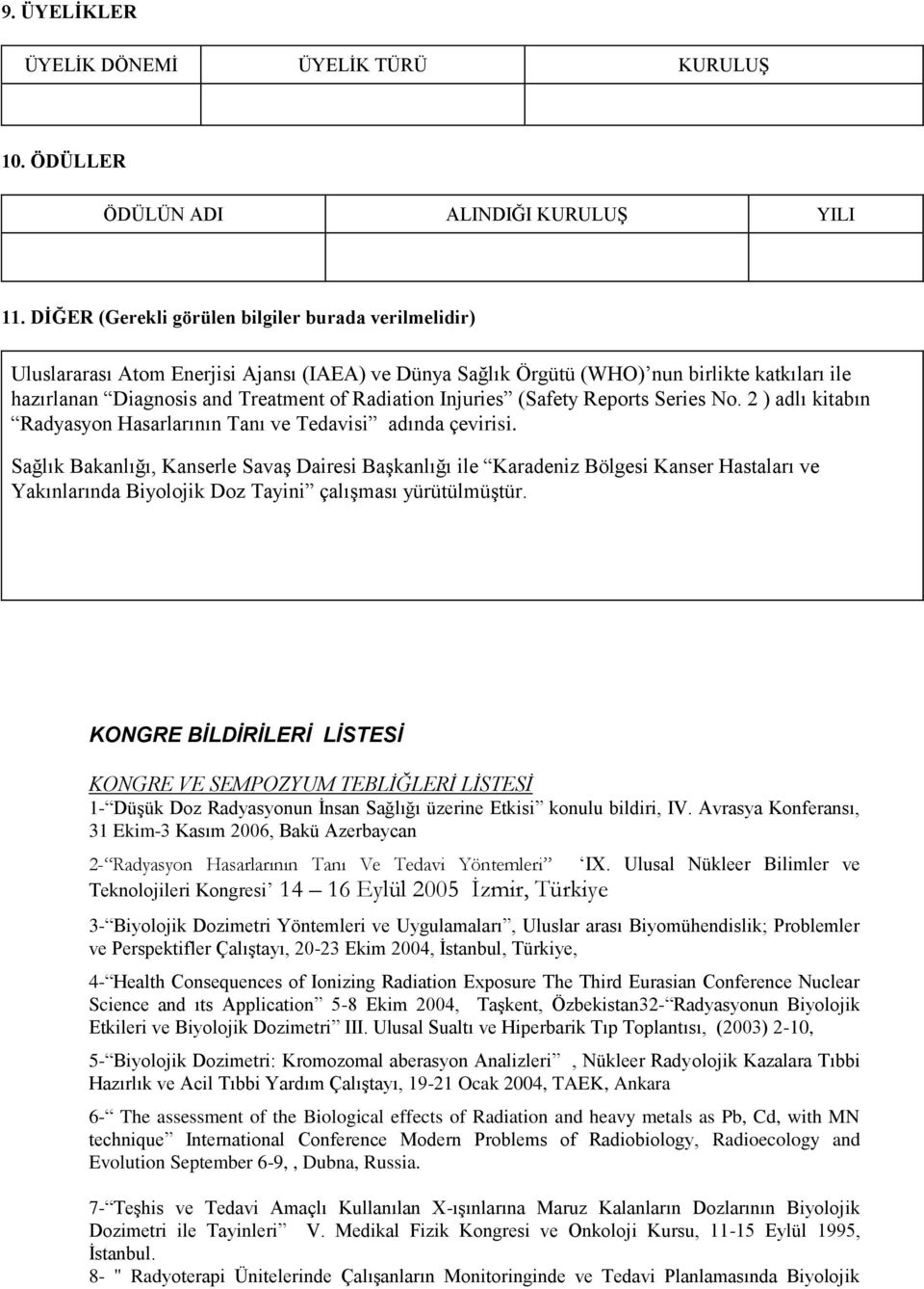 Injuries (Safety Reports Series No. 2 ) adlı kitabın Radyasyon Hasarlarının Tanı ve Tedavisi adında çevirisi.