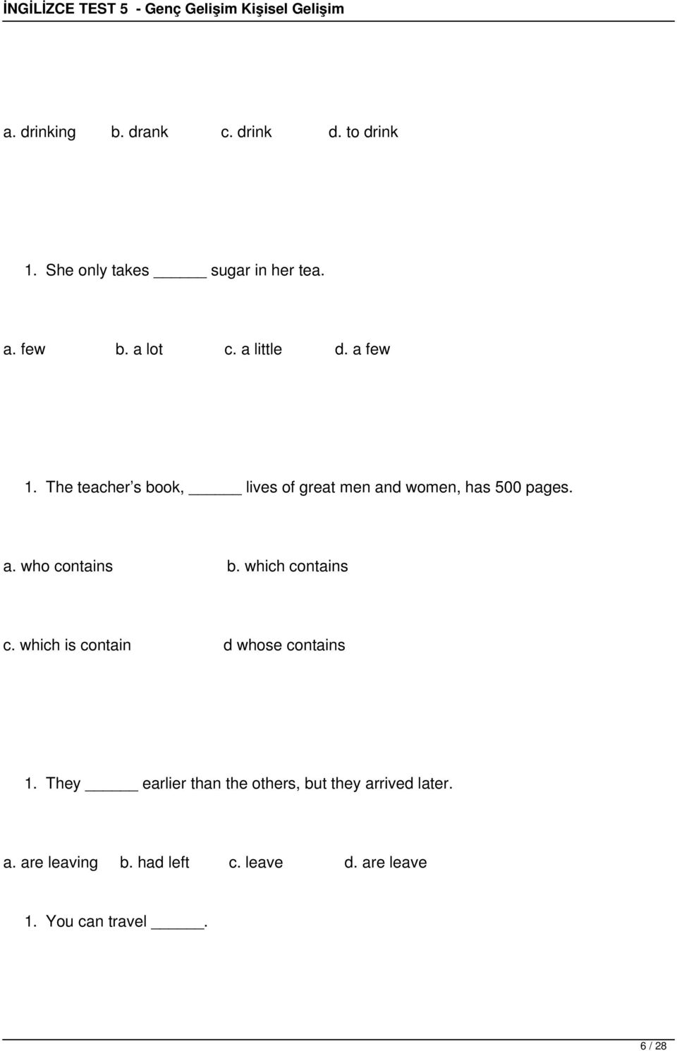 which contains c. which is contain d whose contains 1.