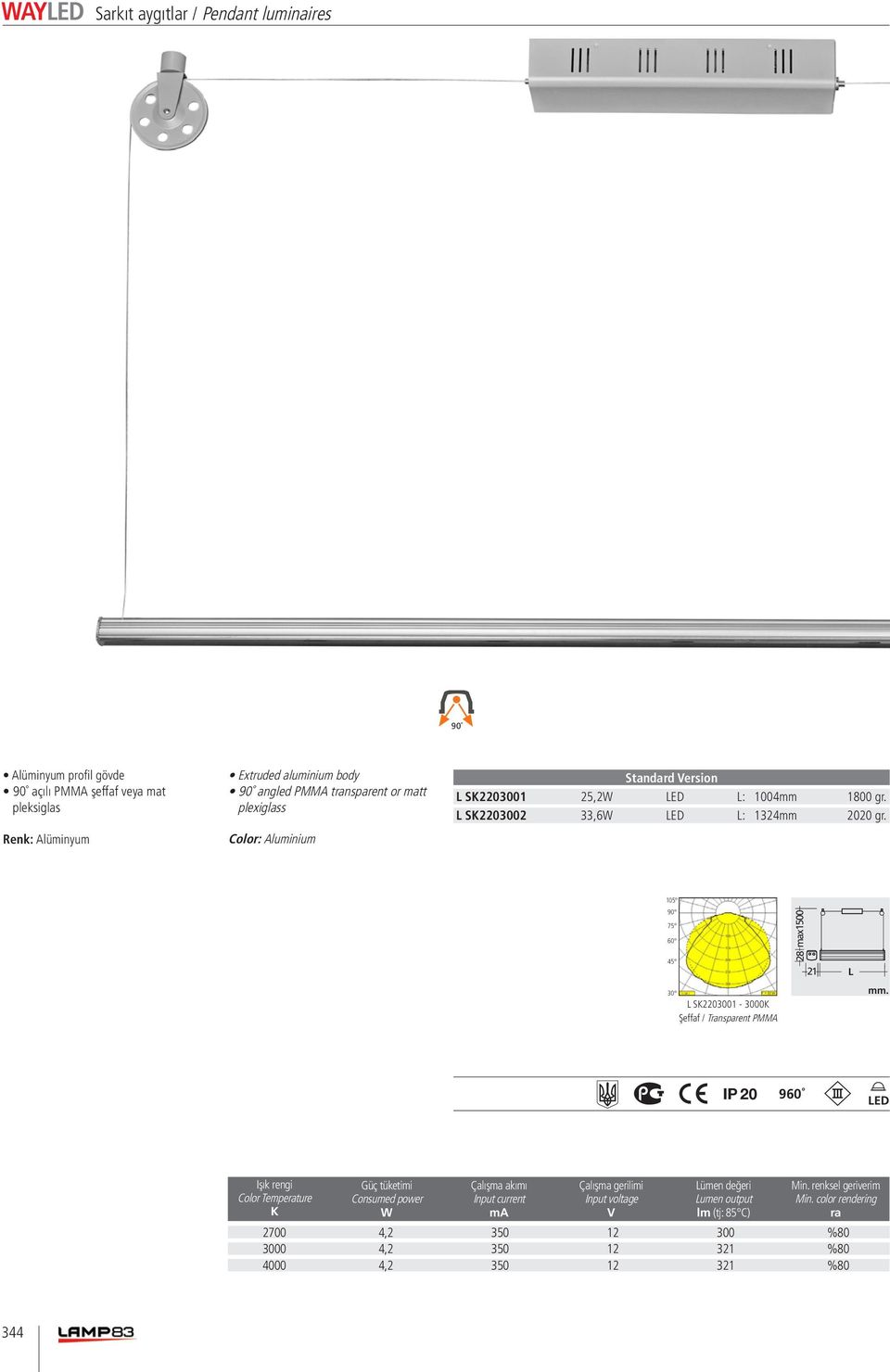 1004mm 1800 gr. L S2203002 33,6 L: 1324mm 2020 gr.