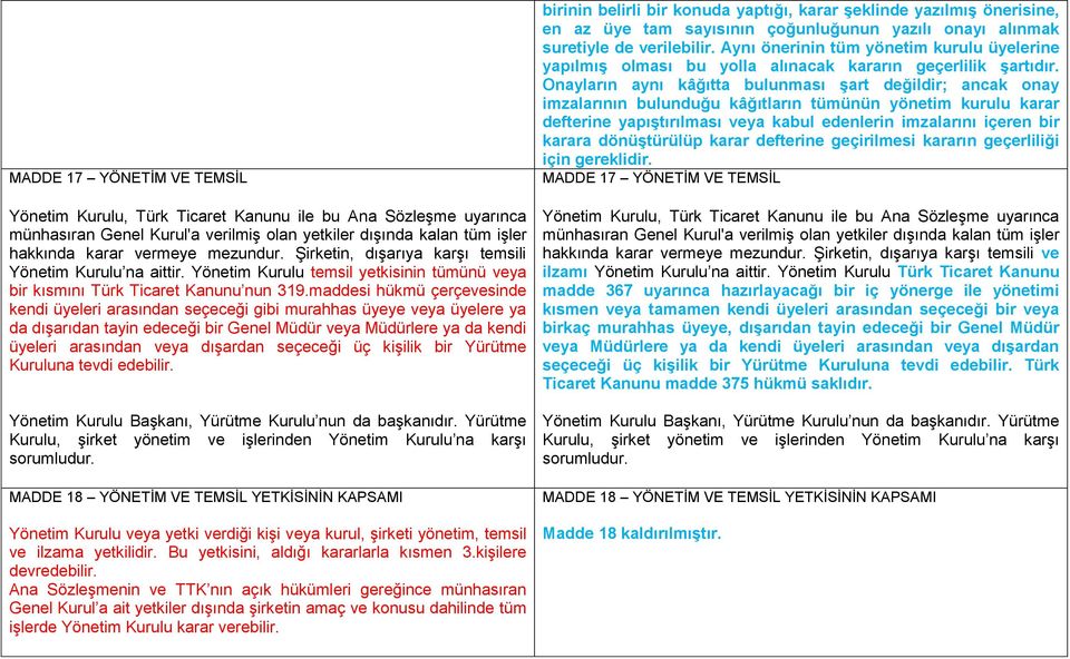 maddesi hükmü çerçevesinde kendi üyeleri arasından seçeceği gibi murahhas üyeye veya üyelere ya da dışarıdan tayin edeceği bir Genel Müdür veya Müdürlere ya da kendi üyeleri arasından veya dışardan