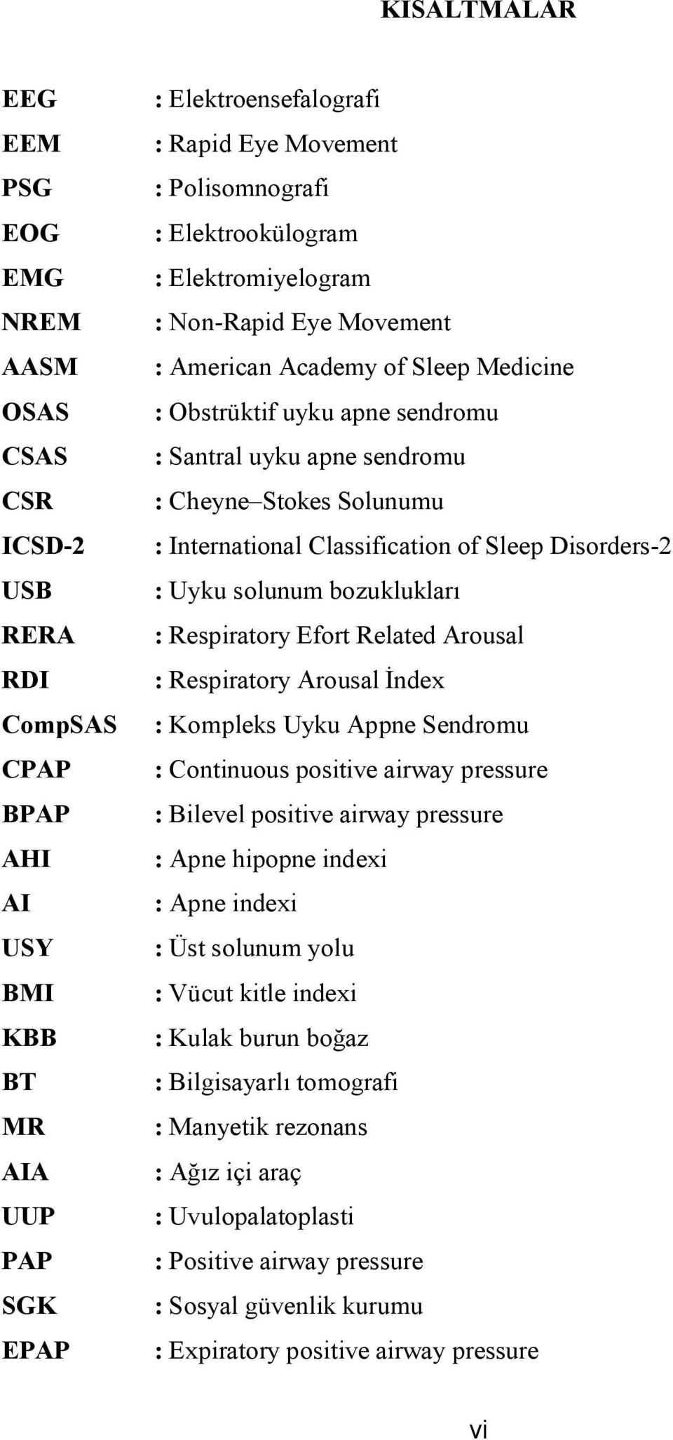 Solunumu : International Classification of Sleep Disorders-2 : Uyku solunum bozuklukları : Respiratory Efort Related Arousal : Respiratory Arousal İndex : Kompleks Uyku Appne Sendromu : Continuous