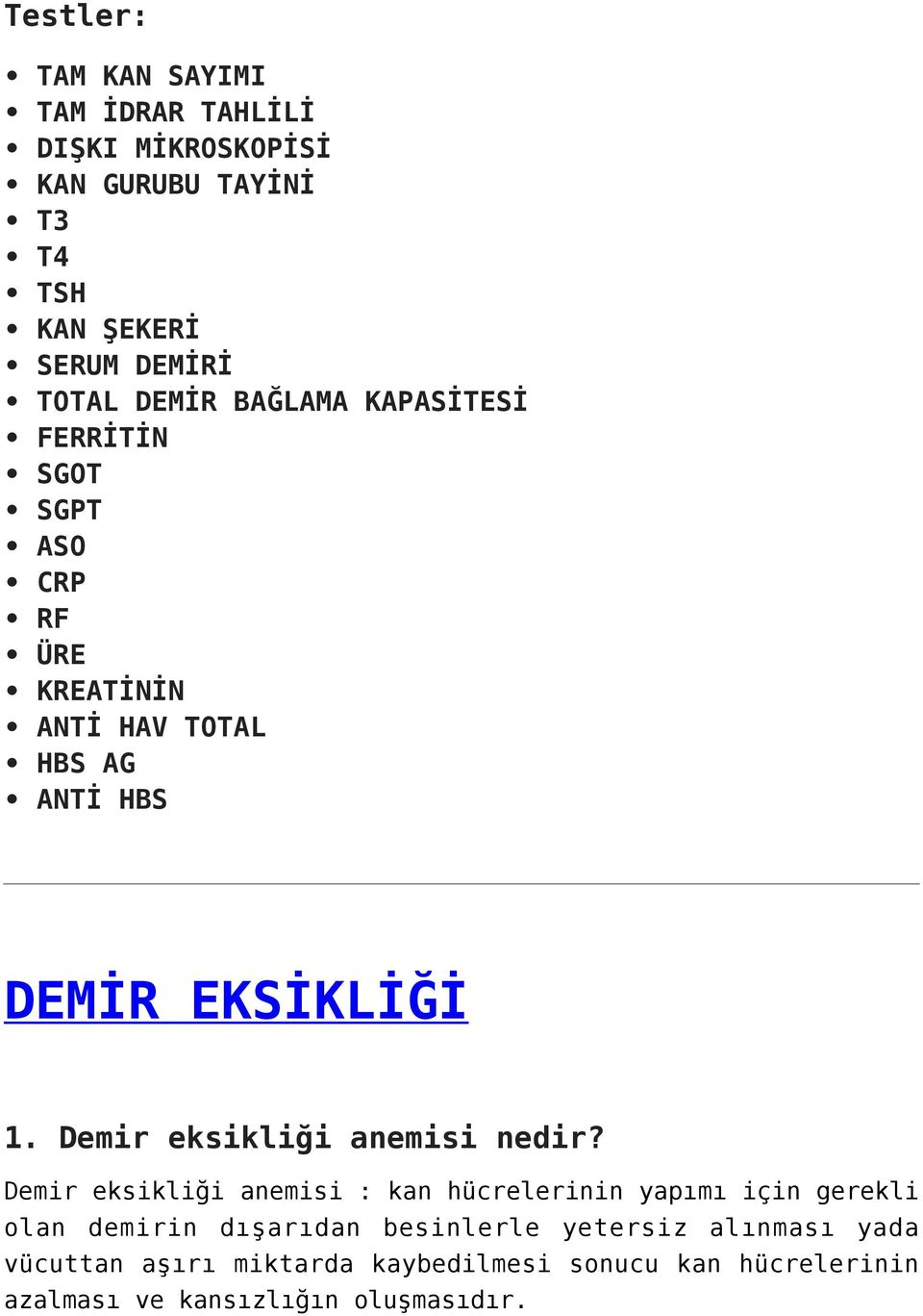 Demir eksikliği anemisi nedir?