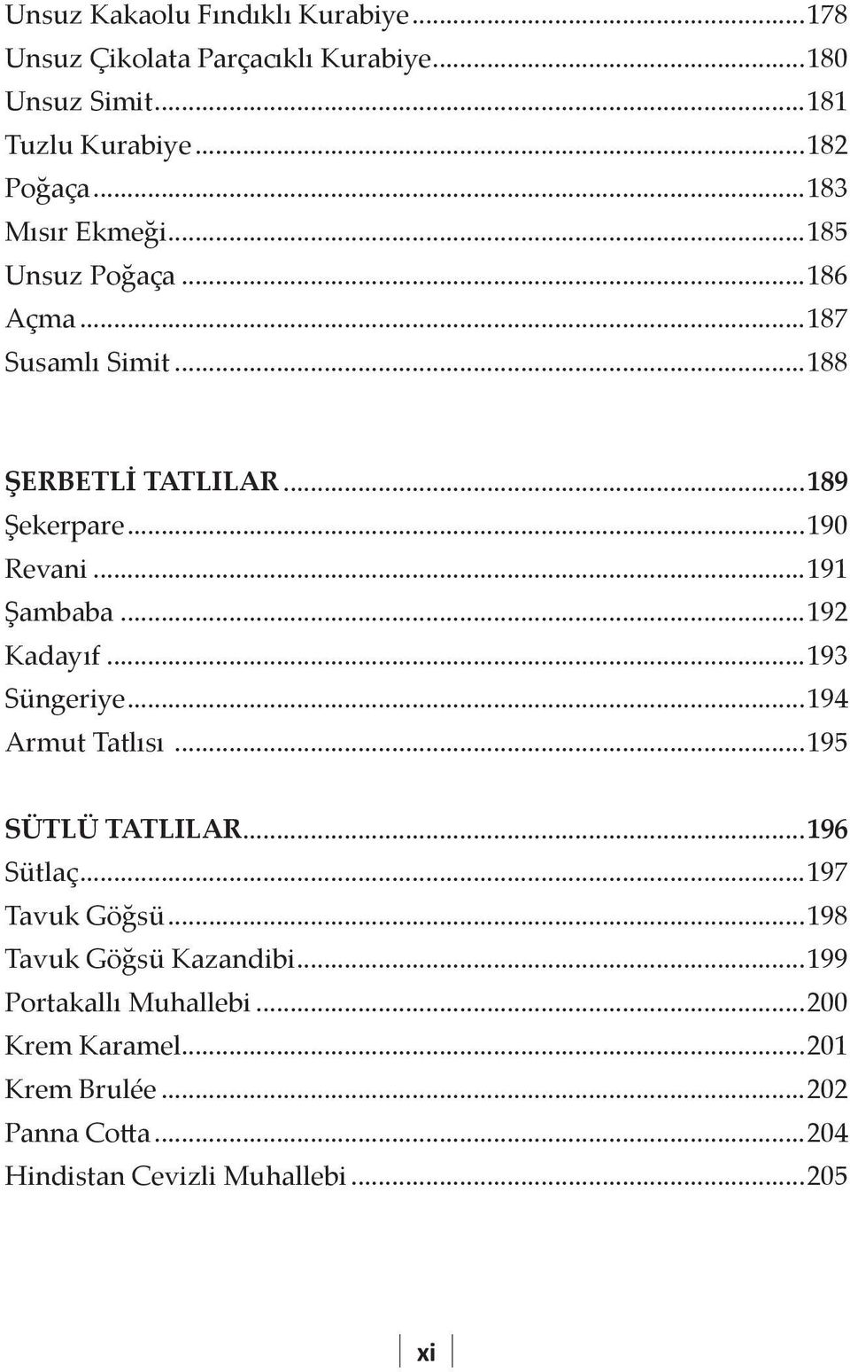 ..191 Şambaba...192 Kadayıf...193 Süngeriye...194 Armut Tatlısı...195 SÜTLÜ TATLILAR...196 Sütlaç...197 Tavuk Göğsü.