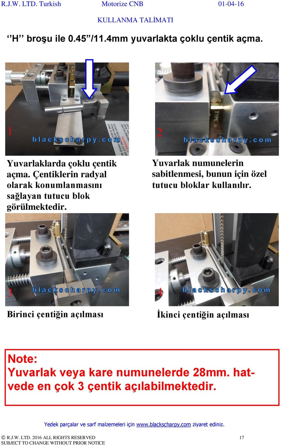 Yuvarlak numunelerin sabitlenmesi, bunun için özel tutucu bloklar kullanılır.