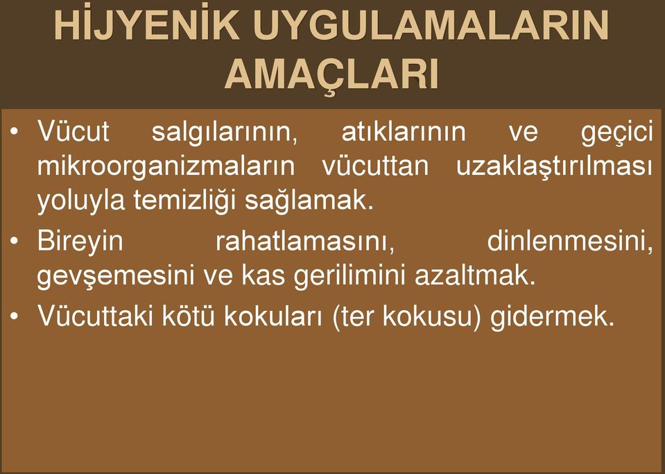 temizliği sağlamak.