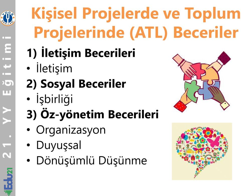 İletişim 2) Sosyal Beceriler İşbirliği 3)