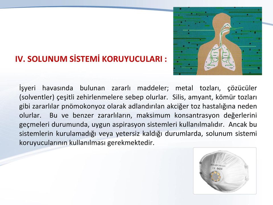 Silis, amyant, kömür tozları gibi zararlılar pnömokonyoz olarak adlandırılan akciğer toz hastalığına neden olurlar.