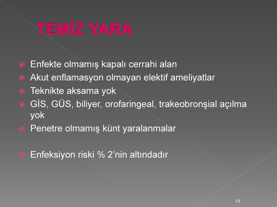 biliyer, orofaringeal, trakeobronşial açılma yok Penetre