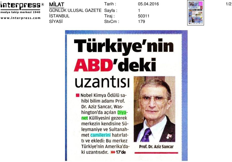 Sayfa : 1 İSTANBUL Tiraj