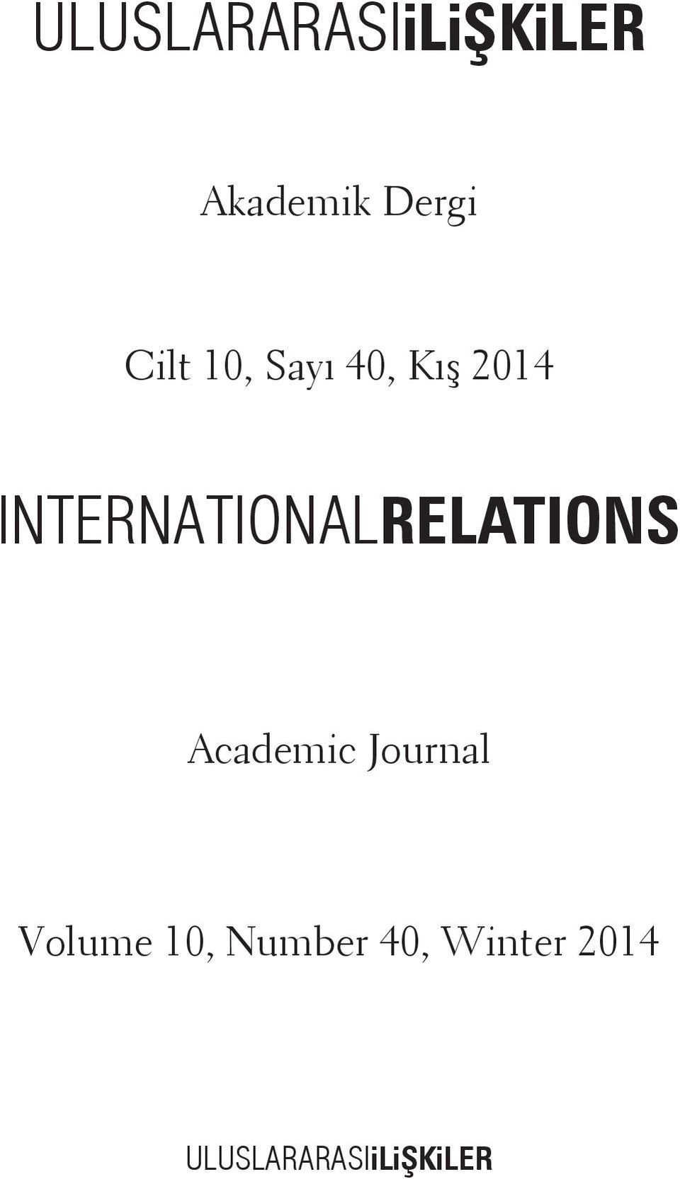 INTERNATIONALRELATIONS Academic Journal