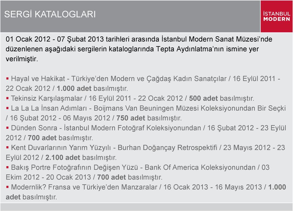 La La La Ġnsan Adımları - Boijmans Van Beuningen Müzesi Koleksiyonundan Bir Seçki / 16 ġubat 2012-06 Mayıs 2012 / 750 adet basılmıģtır.