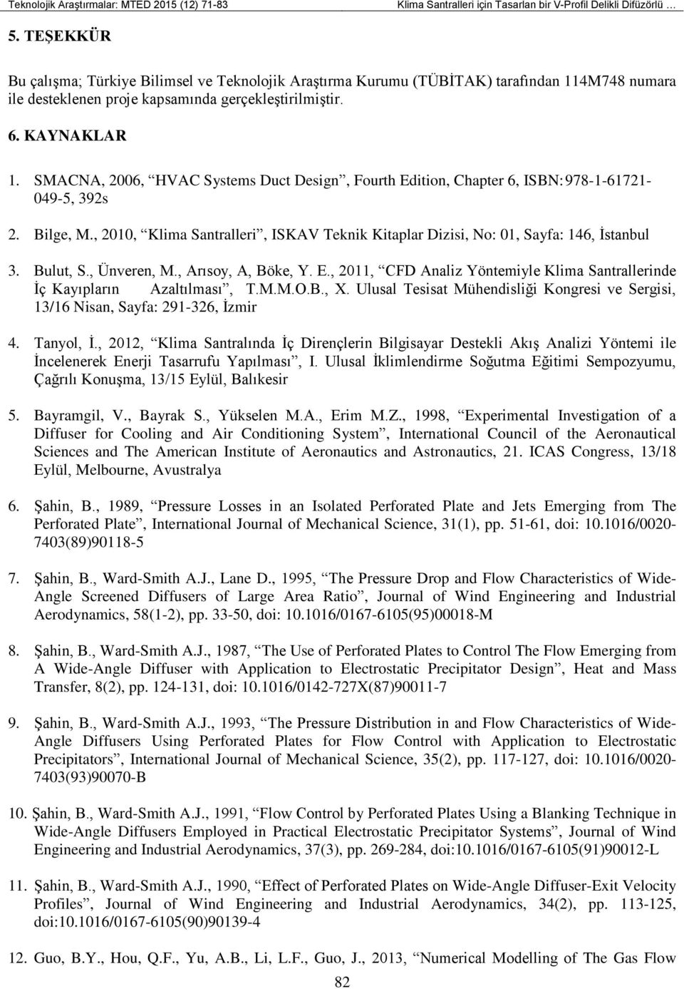 SMACNA, 2006, HVAC Systems Duct Design, Fourth Edition, Chapter 6, ISBN: 978-1-61721-049-5, 392s 2. Bilge, M., 2010, Klima Santralleri, ISKAV Teknik Kitaplar Dizisi, No: 01, Sayfa: 146, İstanbul 3.