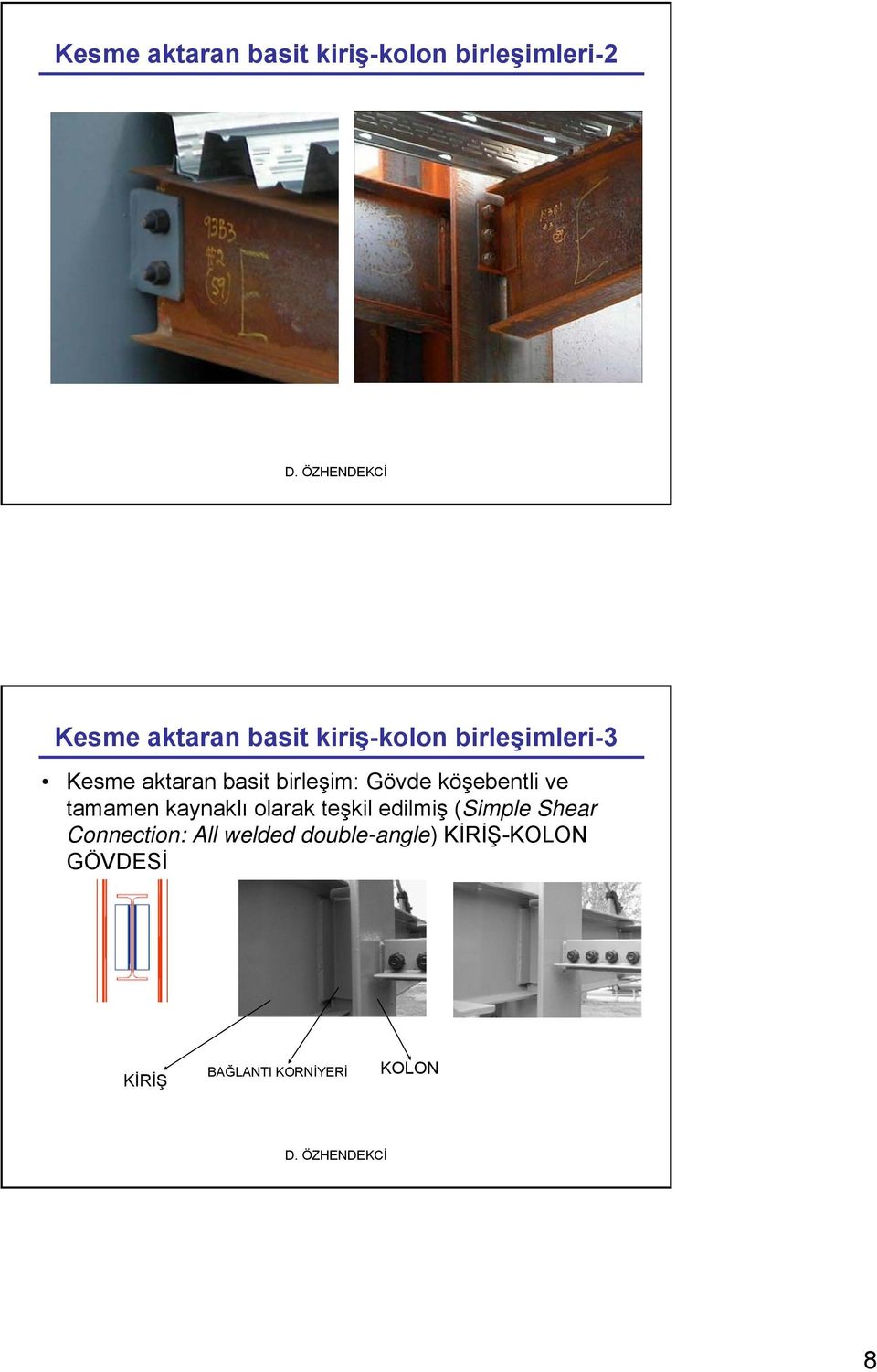 köşebentli ve tamamen kaynaklı olarak teşkil edilmiş (Simple Shear