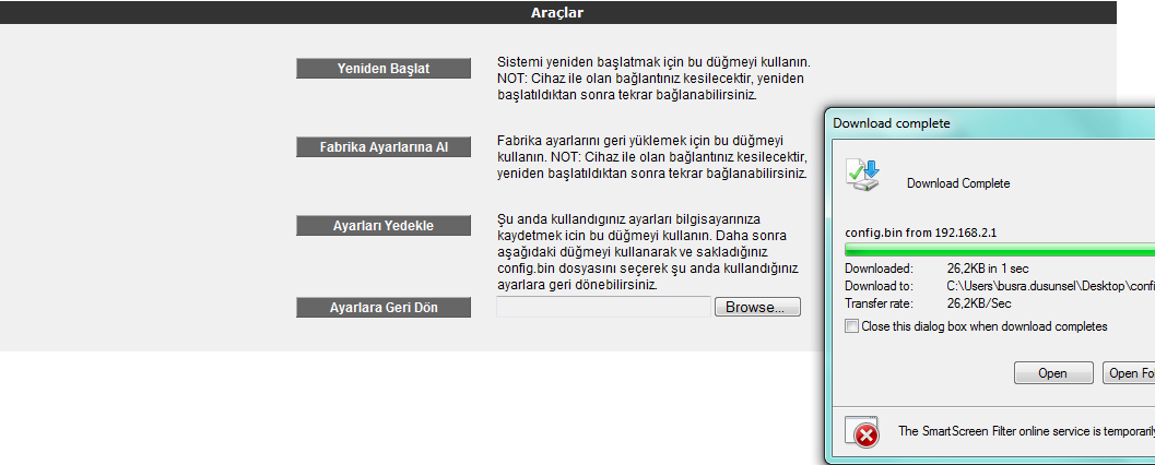 Kaydetme işleminden sonra, bir önceki Dinamik DNS Ayarları ekranına geri dönmüş olacaksınız.