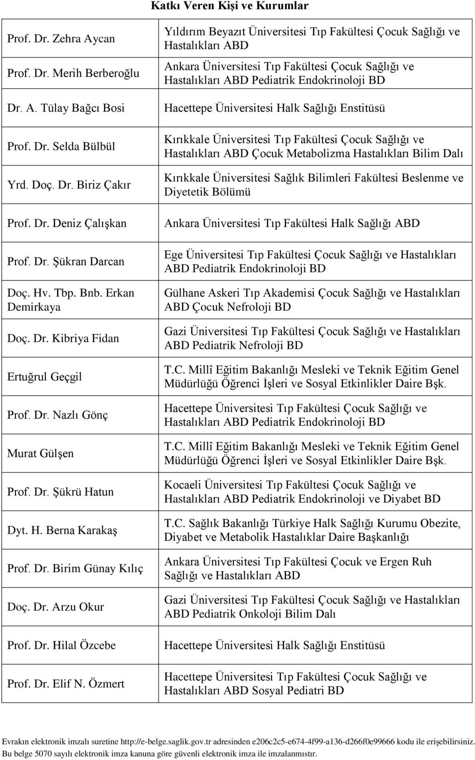 Dr. Hilal Özcebe Prof. Dr. Elif N.