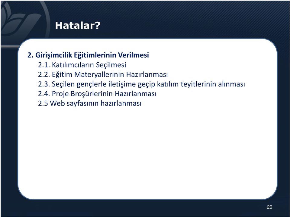 3. Seçilen gençlerle iletişime geçip katılım teyitlerinin