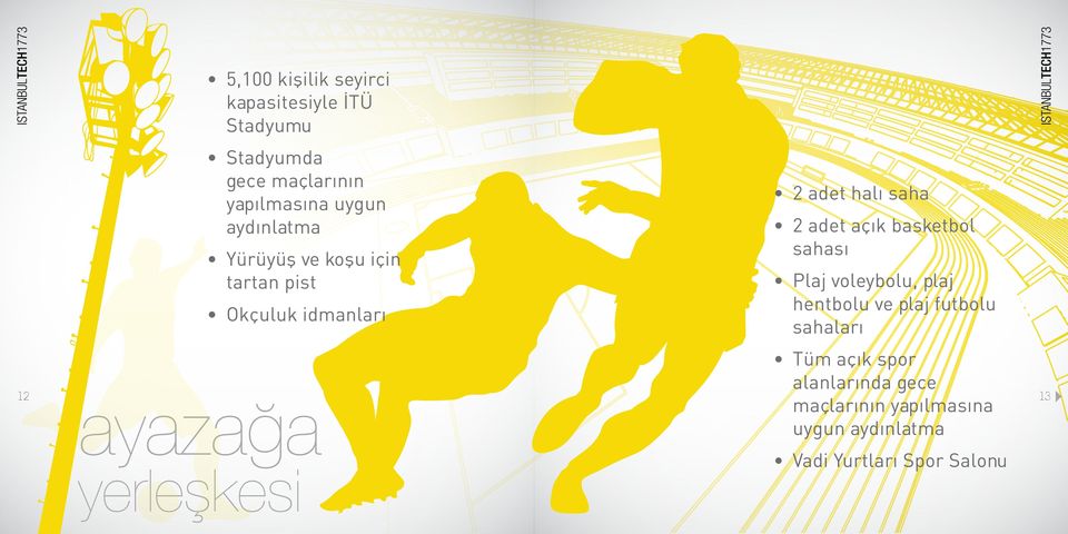 basketbol sahası Plaj voleybolu, plaj hentbolu ve plaj futbolu sahaları Tüm açık spor