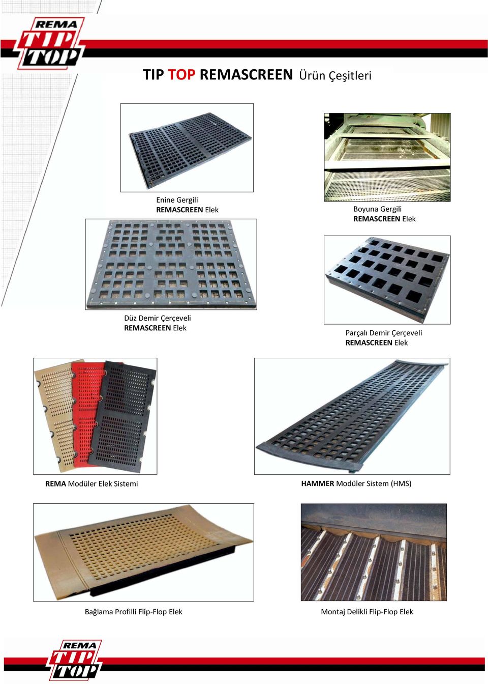 Demir Çerçeveli REMASCREEN Elek REMA Modüler Elek Sistemi HAMMER