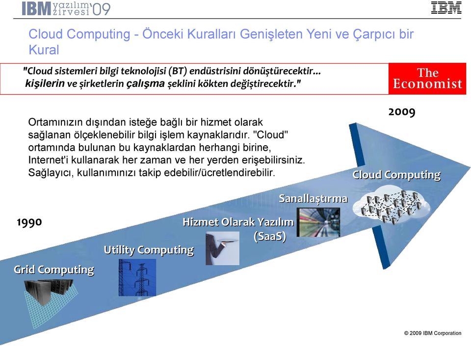 " Ortamınızın dışından isteğe bağlı bir hizmet olarak sağlanan ölçeklenebilir bilgi işlem kaynaklarıdır.