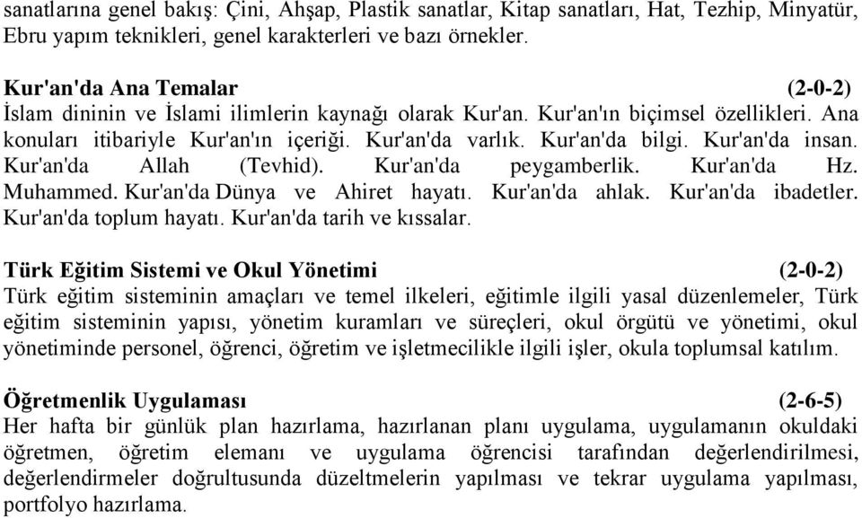 Kur'an'da insan. Kur'an'da Allah (Tevhid). Kur'an'da peygamberlik. Kur'an'da Hz. Muhammed. Kur'an'da Dünya ve Ahiret hayatı. Kur'an'da ahlak. Kur'an'da ibadetler. Kur'an'da toplum hayatı.