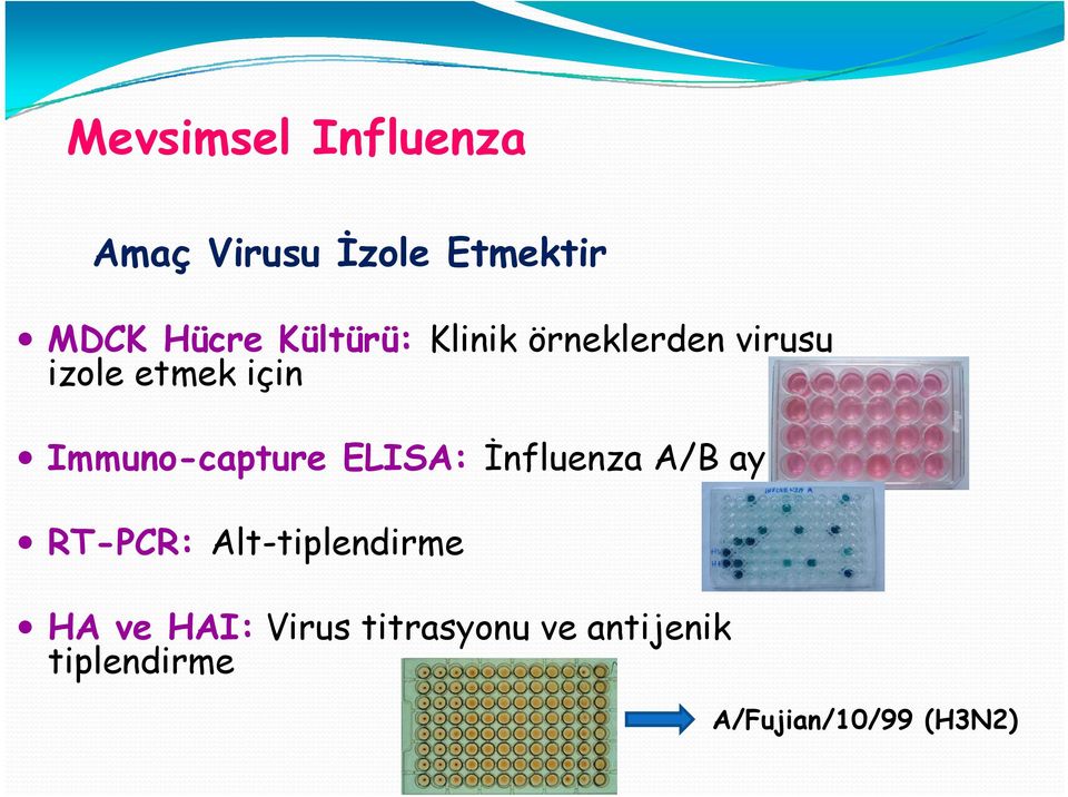 Immuno-capture ELISA: İnfluenza A/B ayrımı RT-PCR: