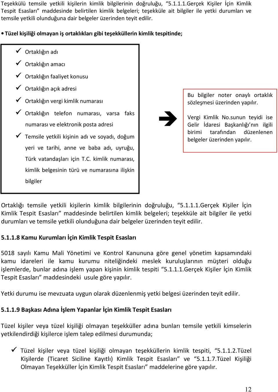 Tüzel kişiliği olmayan iş ortaklıkları gibi teşekküllerin kimlik tespitinde; Ortaklığın adı Ortaklığın amacı Ortaklığın faaliyet konusu Ortaklığın açık adresi Ortaklığın vergi kimlik numarası