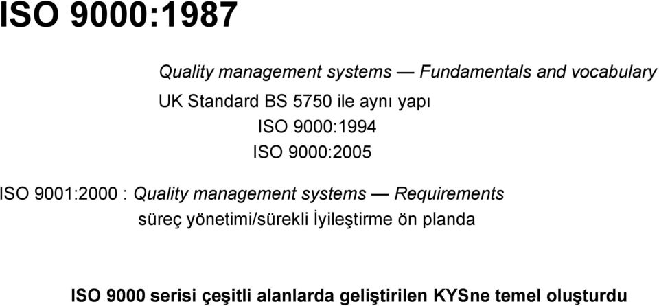 Quality management systems Requirements süreç yönetimi/sürekli İyileştirme
