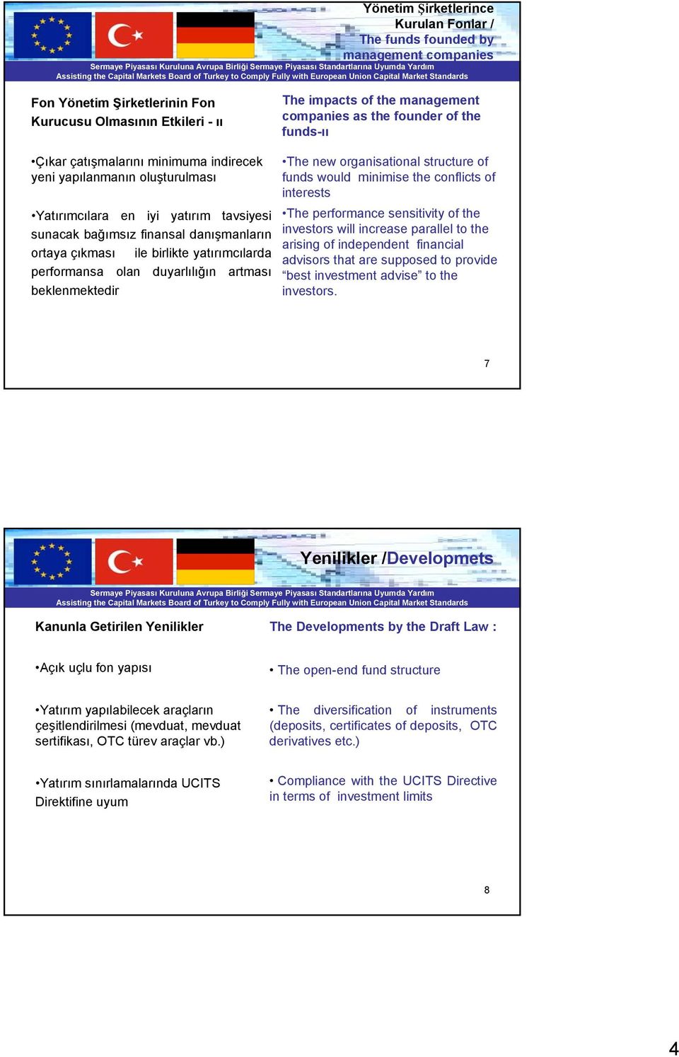 yatırımcılarda performansa olan duyarlılığın artması beklenmektedir The new organisational structure of funds would minimise the conflicts of interests The performance sensitivity of the investors