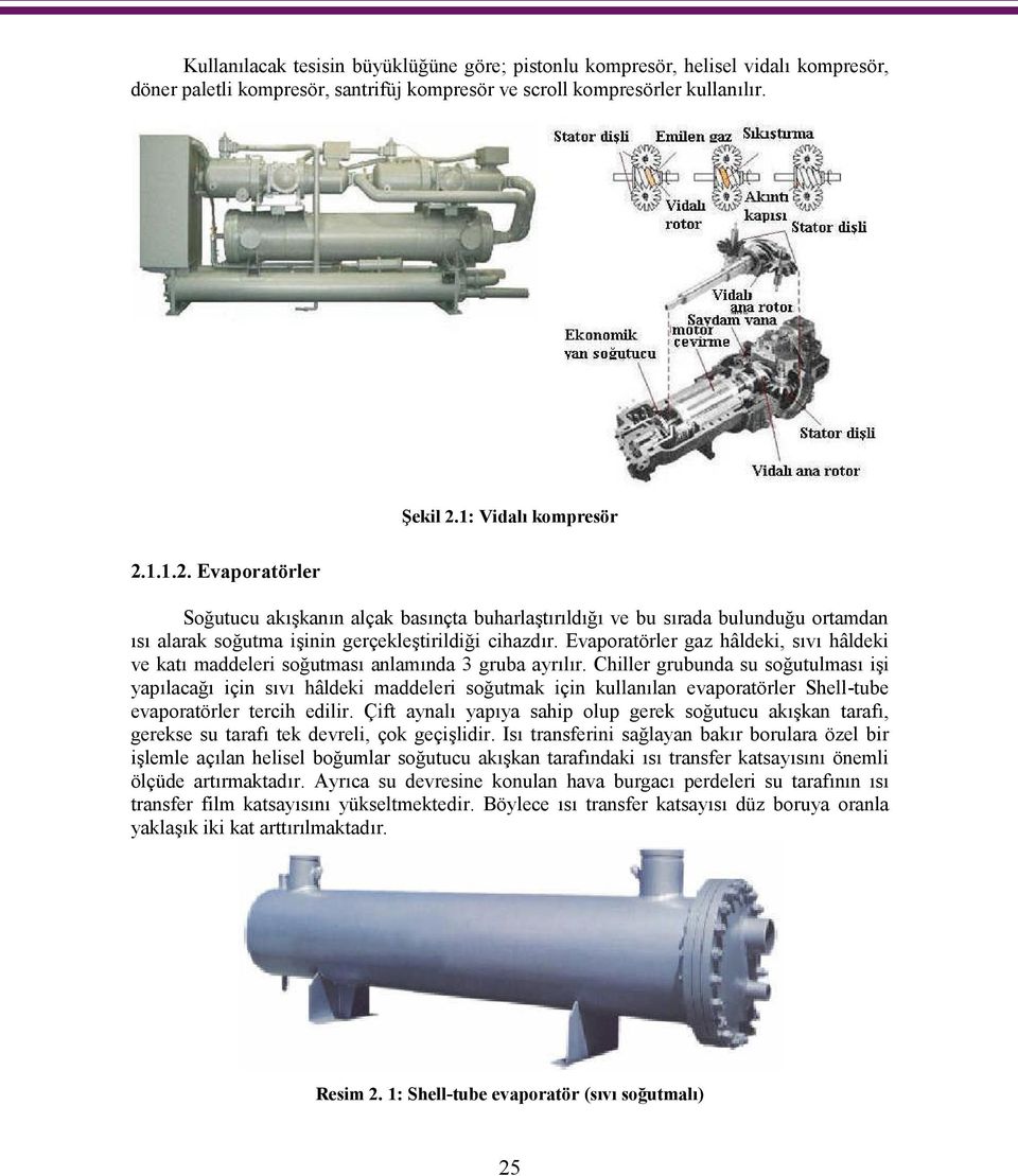 Evaporatörler gaz hâldeki, sıvı hâldeki ve katı maddeleri soğutması anlamında 3 gruba ayrılır.