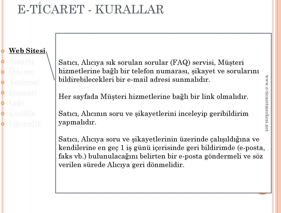 Satıcı, Alıcının soru ve şikayetlerini inceleyip geribildirim yapmalıdır.