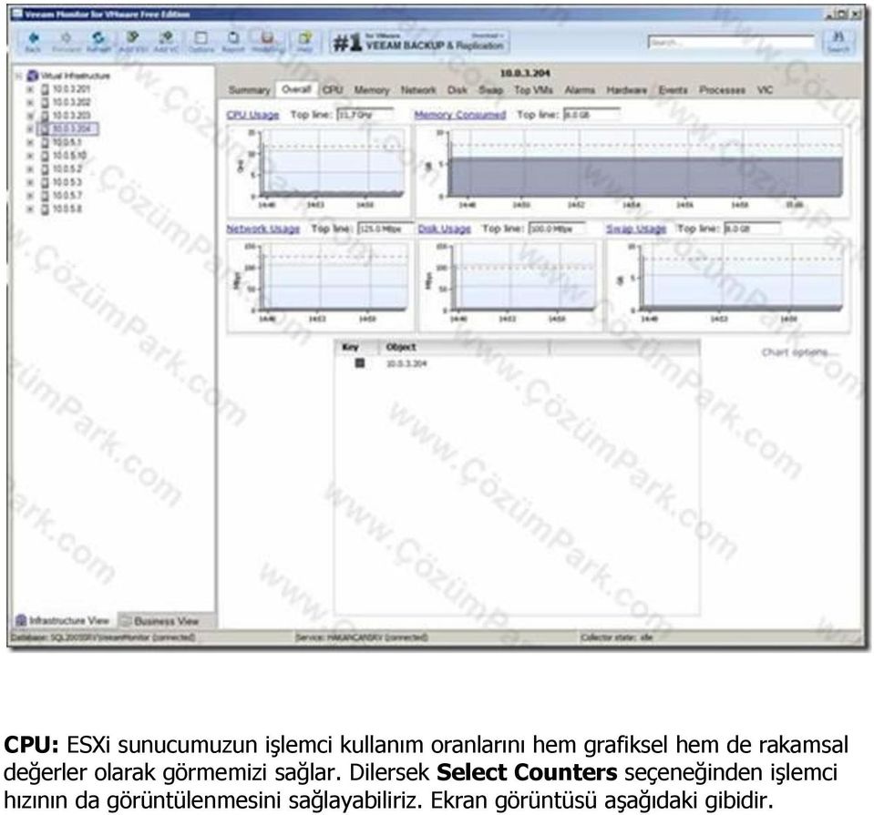 Dilersek Select Counters seçeneğinden işlemci hızının da