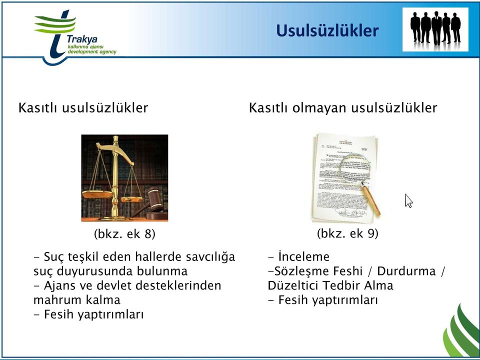 ek 9) - Suç teşkil eden hallerde savcılığa suç duyurusunda bulunma - Ajans