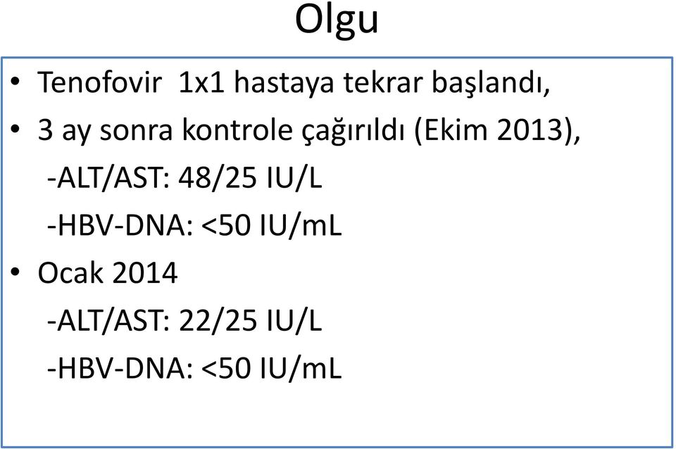 -ALT/AST: 48/25 IU/L -HBV-DNA: <50 IU/mL