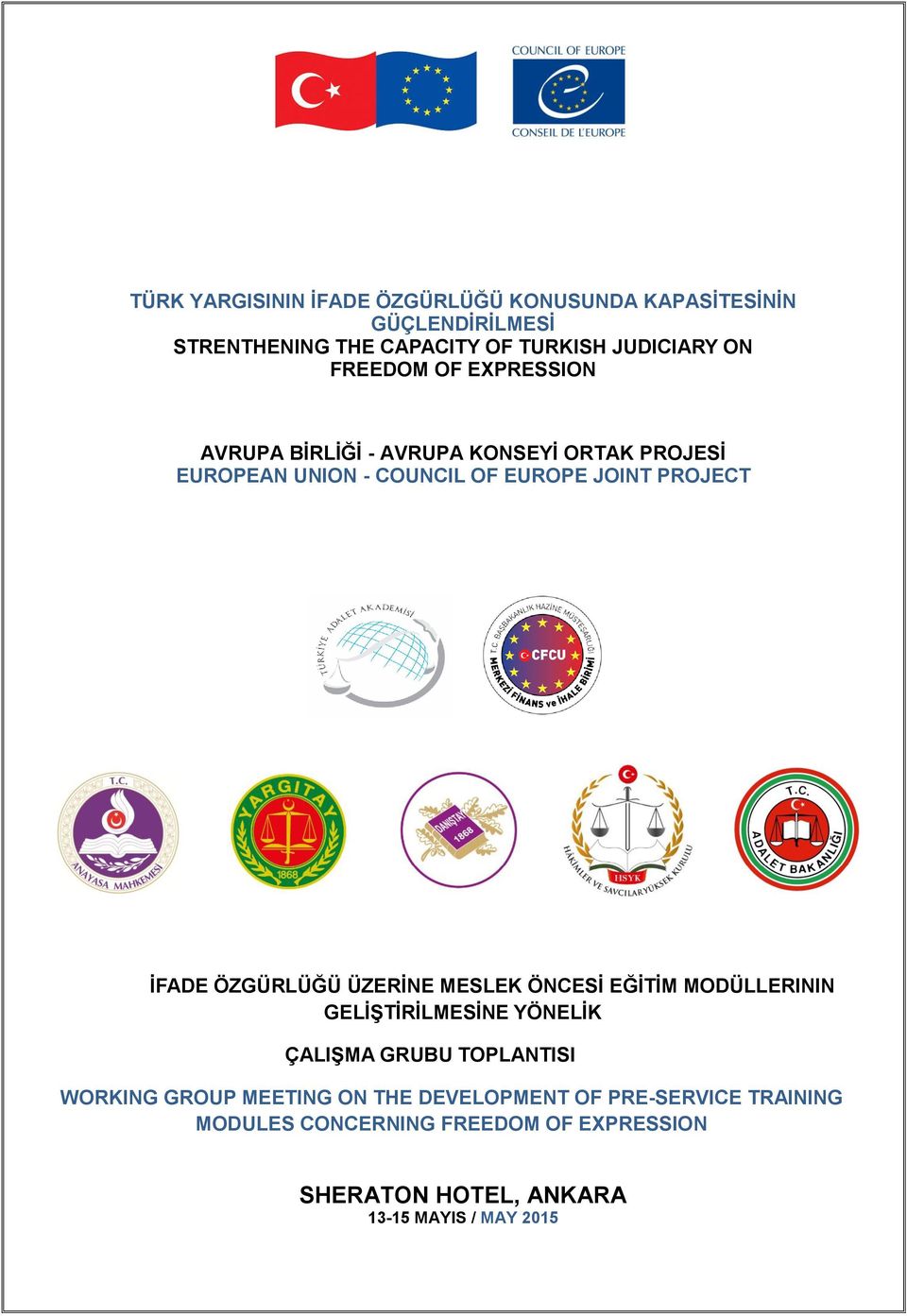 ÖZGÜRLÜĞÜ ÜZERİNE MESLEK ÖNCESİ EĞİTİM MODÜLLERININ GELİŞTİRİLMESİNE YÖNELİK ÇALIŞMA GRUBU TOPLANTISI WORKING GROUP MEETING