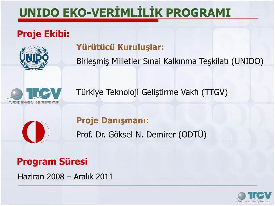 (UNIDO) Türkiye Teknoloji Geliştirme Vakfı (TTGV) Proje