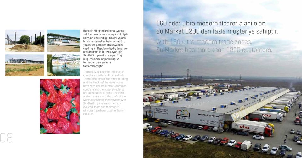 160 adet ultra modern ticaret alanı olan, Su Market 1200 den fazla müşteriye sahiptir. With 160 ultra modern trade zones, Su Market has more than 1200 customers.