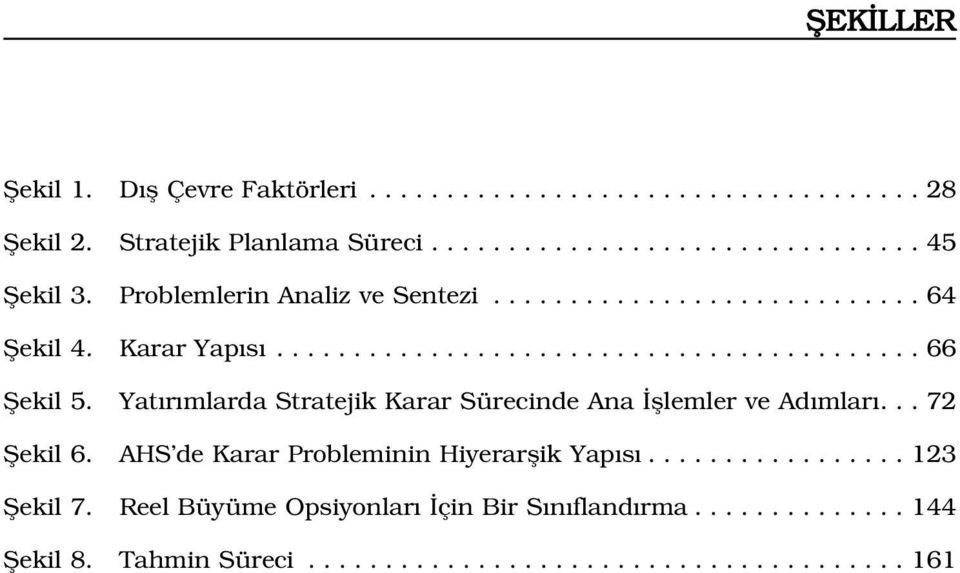 Yat r mlarda Stratejik Karar Sürecinde Ana fllemler ve Ad mlar... 72 fiekil 6. AHS de Karar Probleminin Hiyerarflik Yap s................. 123 fiekil 7.