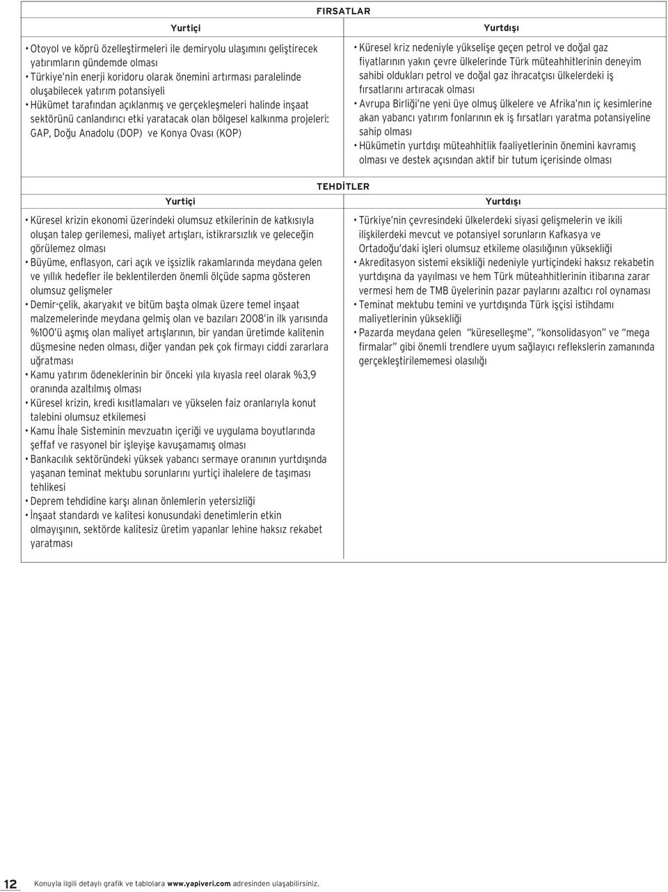 Küresel krizin ekonomi üzerindeki olumsuz etkilerinin de katk s yla oluşan talep gerilemesi, maliyet art şlar, istikrars zl k ve geleceğin görülemez olmas Büyüme, enflasyon, cari aç k ve işsizlik