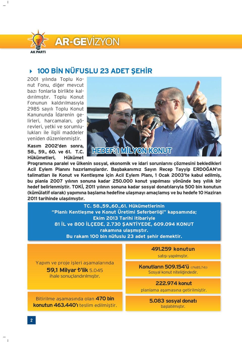 , 60. ve 61. T.C. Hükümetleri, Hükümet Programına paralel ve ülkenin sosyal, ekonomik ve idari sorunlarını çözmesini bekledikleri Acil Eylem Planını hazırlamışlardır.