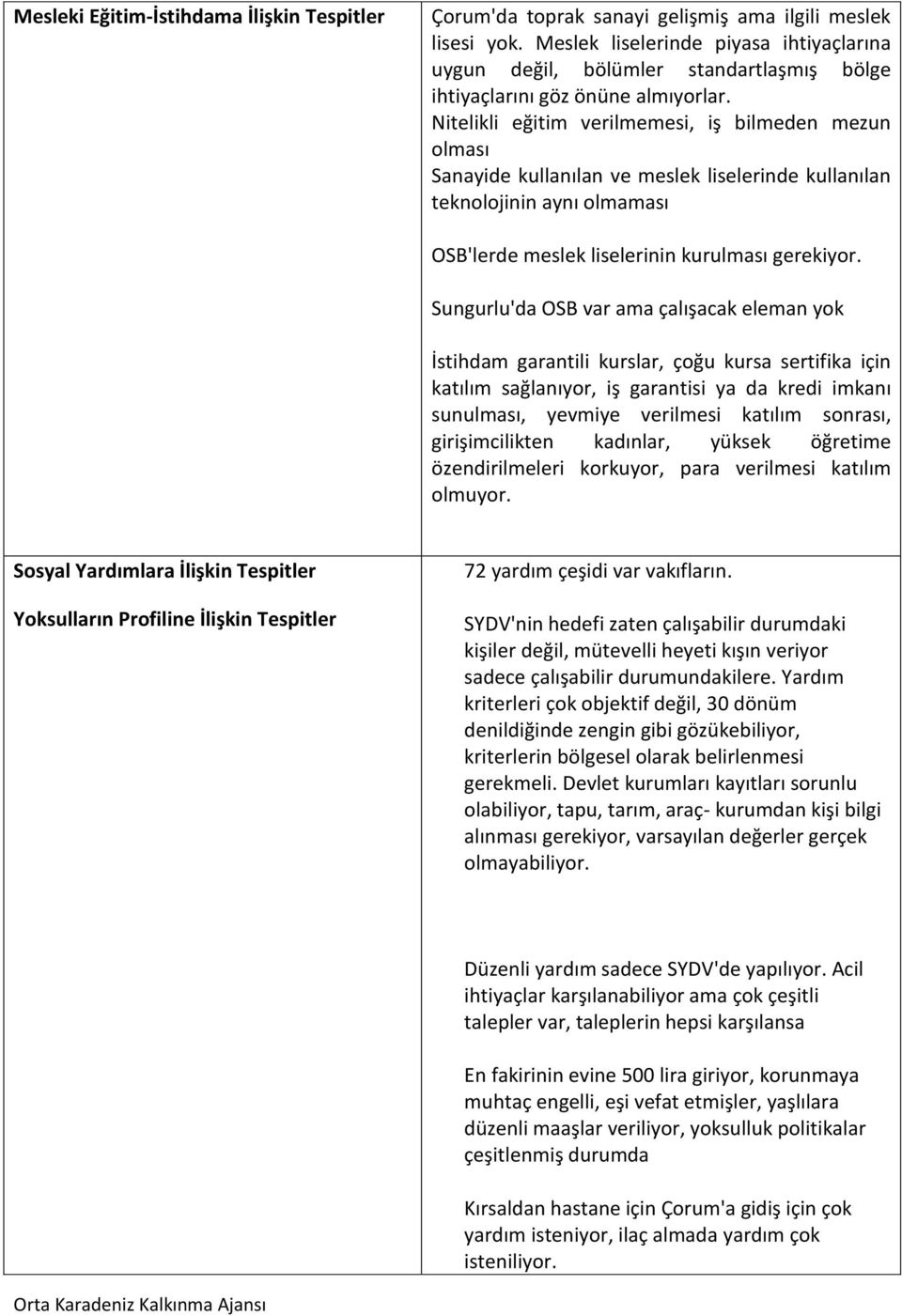 Nitelikli eğitim verilmemesi, iş bilmeden mezun Sanayide kullanılan ve meslek liselerinde kullanılan teknolojinin aynı olmaması OSB'lerde meslek liselerinin kurulması gerekiyor.