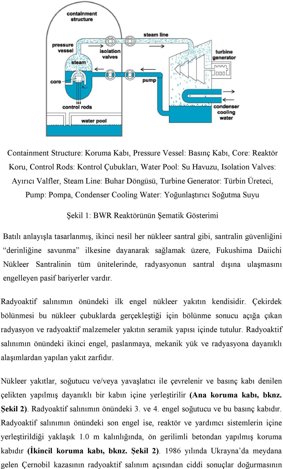 nükleer santral gibi, santralin güvenliğini derinliğine savunma ilkesine dayanarak sağlamak üzere, Fukushima Daiichi Nükleer Santralinin tüm ünitelerinde, radyasyonun santral dışına ulaşmasını