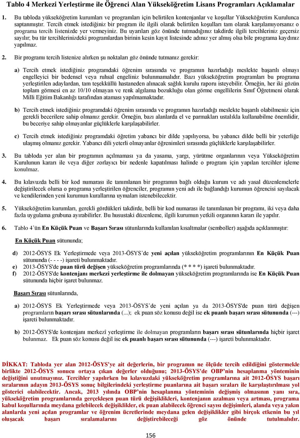 Tercih etmek istediğiniz bir program ile ilgili olarak belirtilen koşulları tam olarak karşılamıyorsanız o programa tercih listenizde yer vermeyiniz.