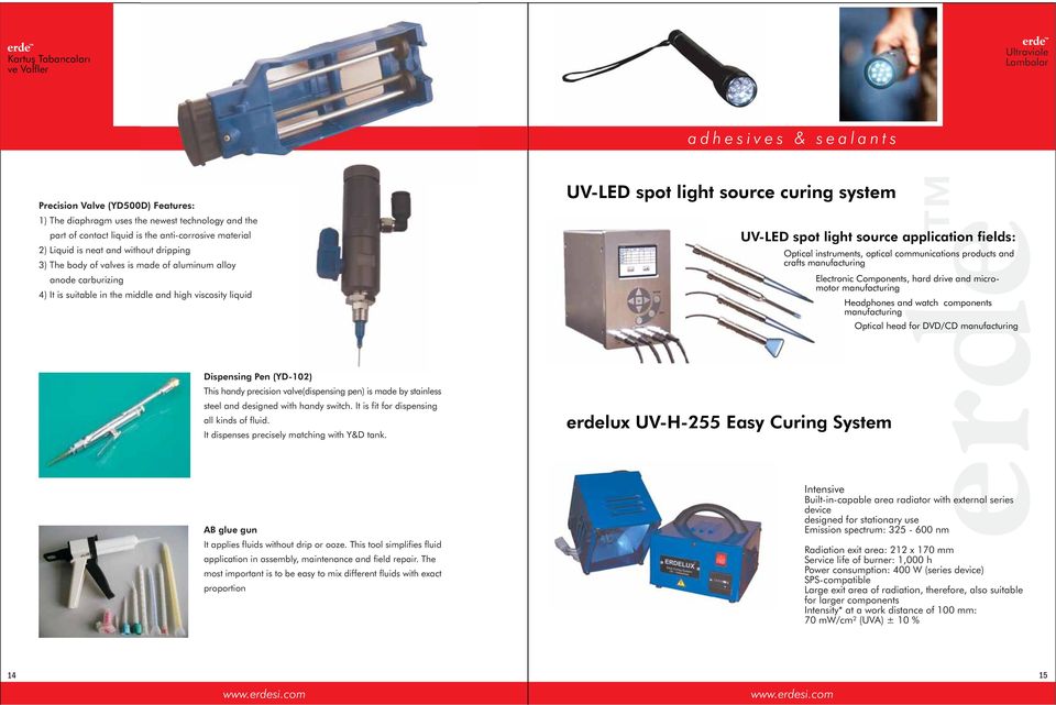UV-LED spot light source application fields: Optical instruments, optical communications products and crafts manufacturing Electronic Components, hard drive and micromotor manufacturing Headphones