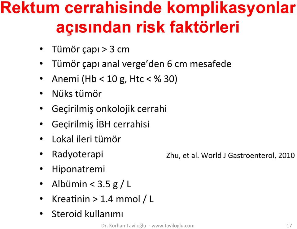 cerrahi Geçirilmiş İBH cerrahisi Lokal ileri tümör Radyoterapi Hiponatremi Albümin < 3.