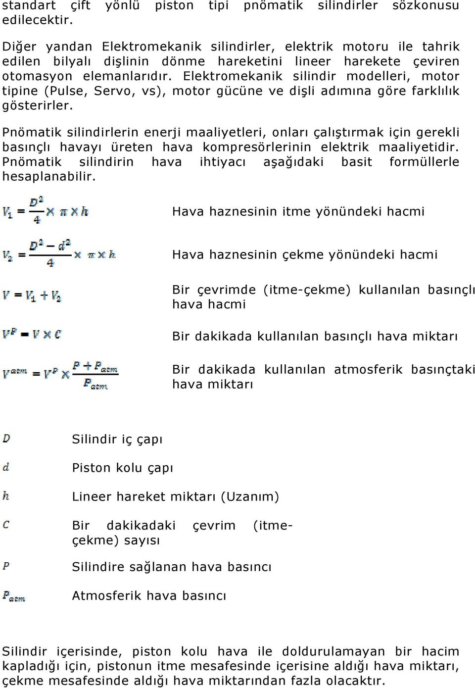 Elektromekanik silindir modelleri, motor tipine (Pulse, Servo, vs), motor gücüne ve dişli adımına göre farklılık gösterirler.