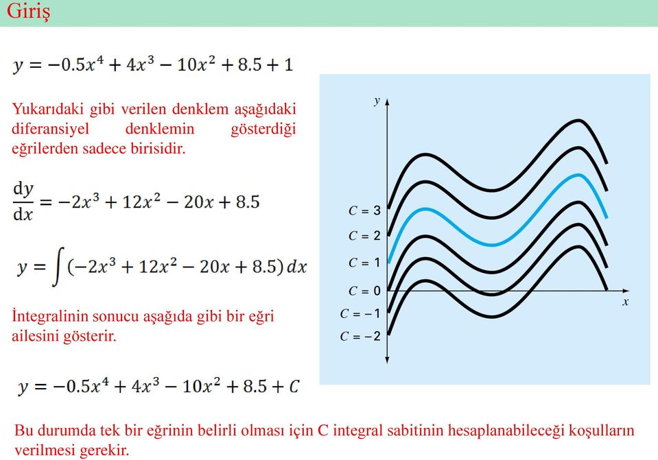 Yukarıdaki gibi verilen denklem aşağıdaki diferansiyel denklemin gösterdiği eğrilerden sadece