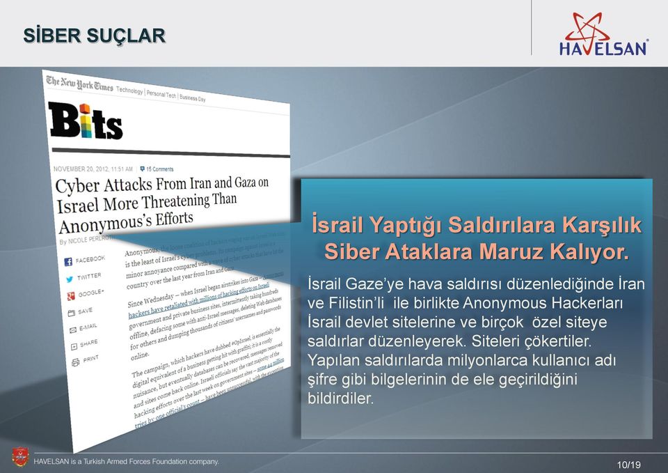 Hackerları İsrail devlet sitelerine ve birçok özel siteye saldırlar düzenleyerek.