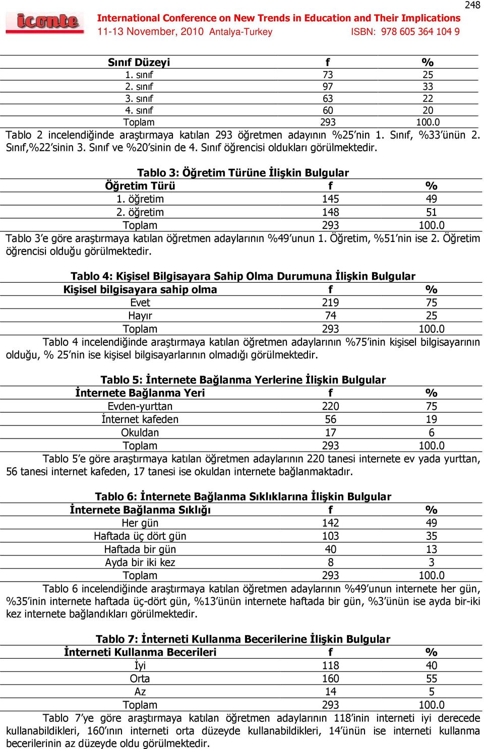 öğretim 148 51 Tablo 3 e göre araştırmaya katılan öğretmen adaylarının %49 unun 1. Öğretim, %51 nin ise 2. Öğretim öğrencisi olduğu görülmektedir.